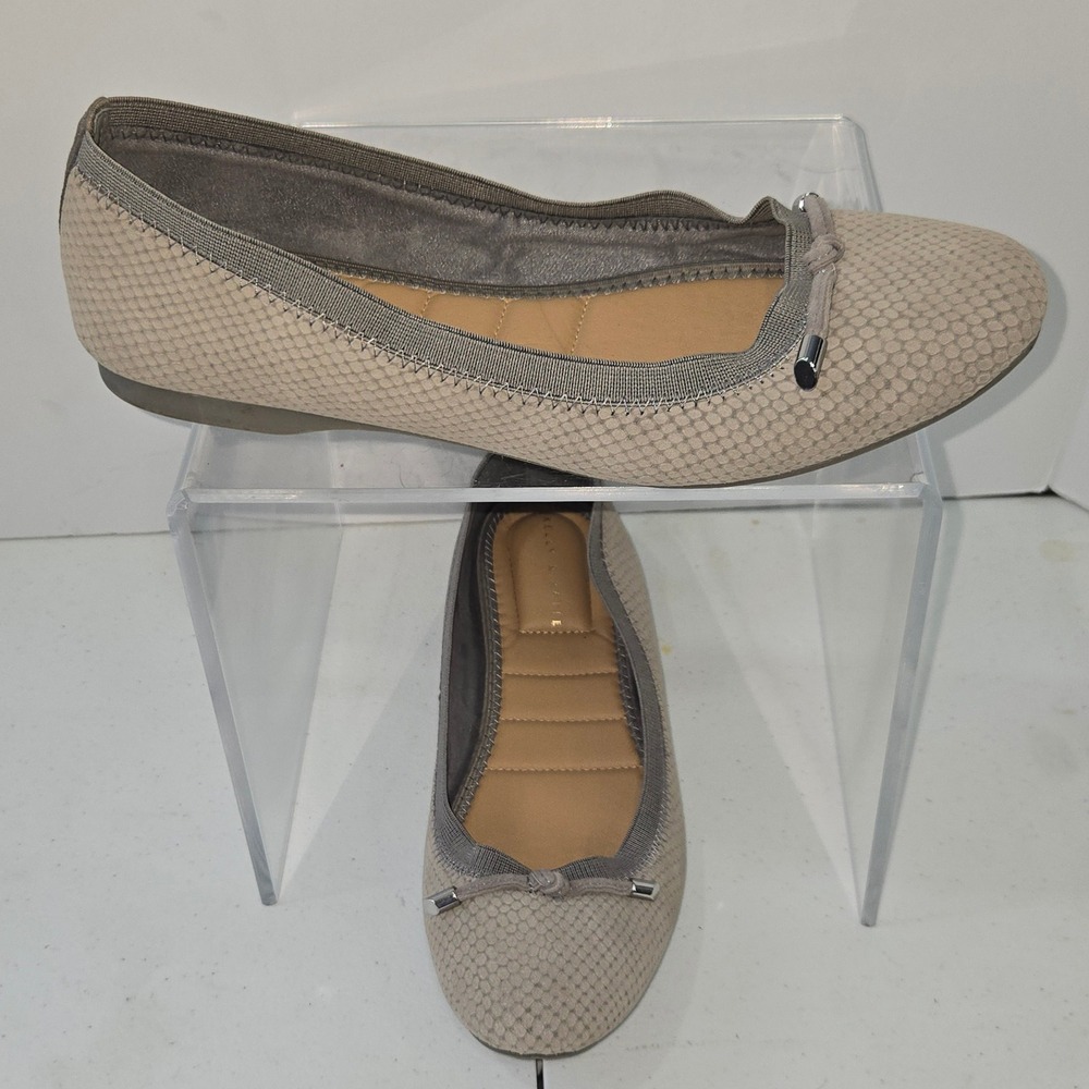 Kelly & Katie Perri Taupe Snakeskin Leather Ballet Flats Shoes Womens 10M Bow